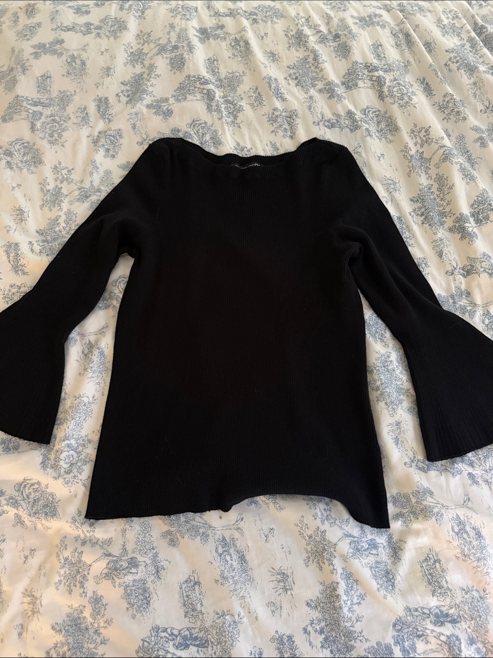 Boston Proper Black Ribbed Sweater Top